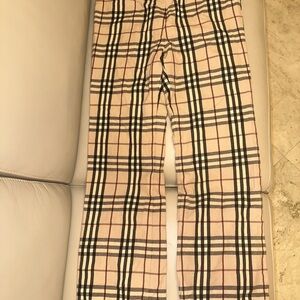 Burberry Beige and Black Plaid Trousers